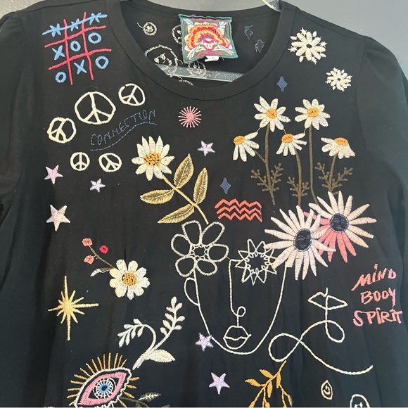 JOHNNY WAS • Soho puff sleeve top • Small - embroidered black - Picture 7 of 11